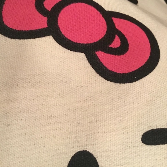 🆕 🩷🖤🩷 Canvas Tote / Hello Kitty Print / Two Black Straps / Zipper / HotPink - Picture 12 of 14